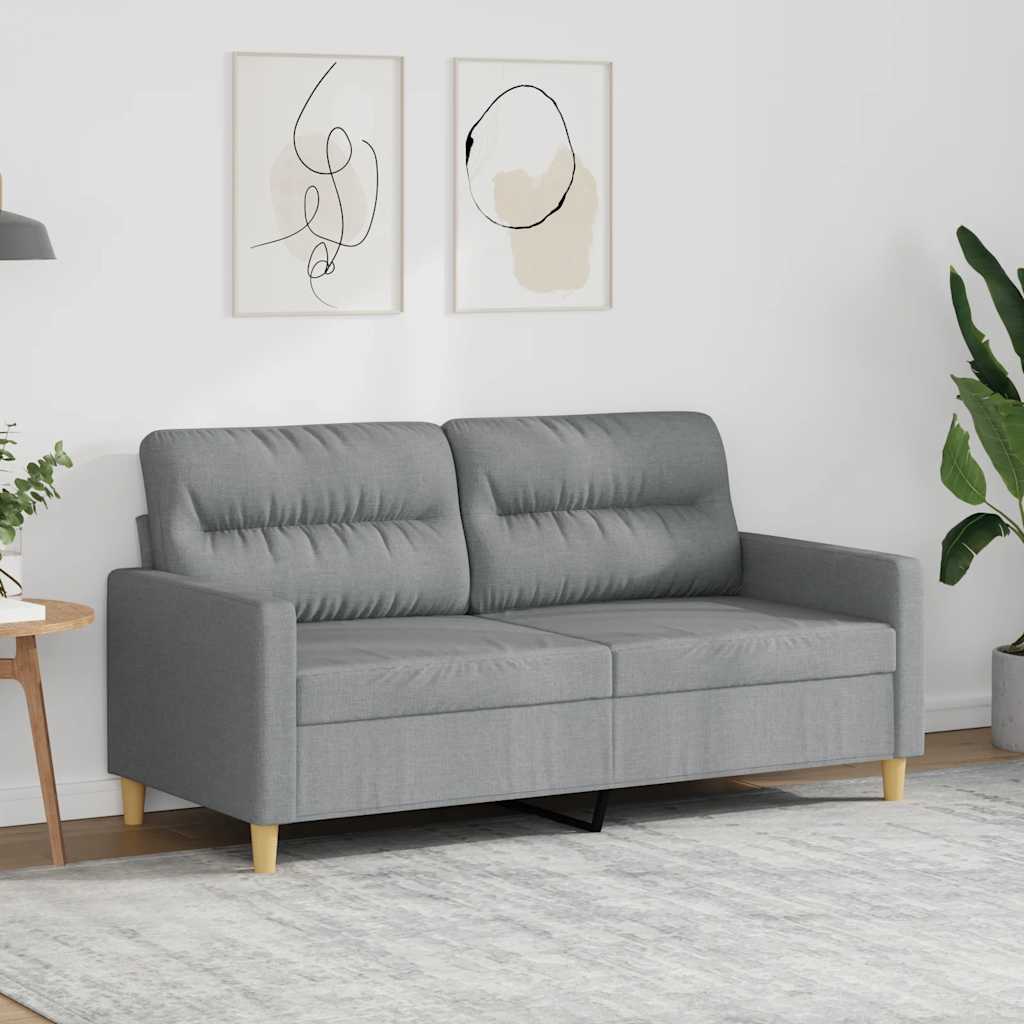 Divano a 2 Posti Grigio Chiaro 140 cm in Tessuto