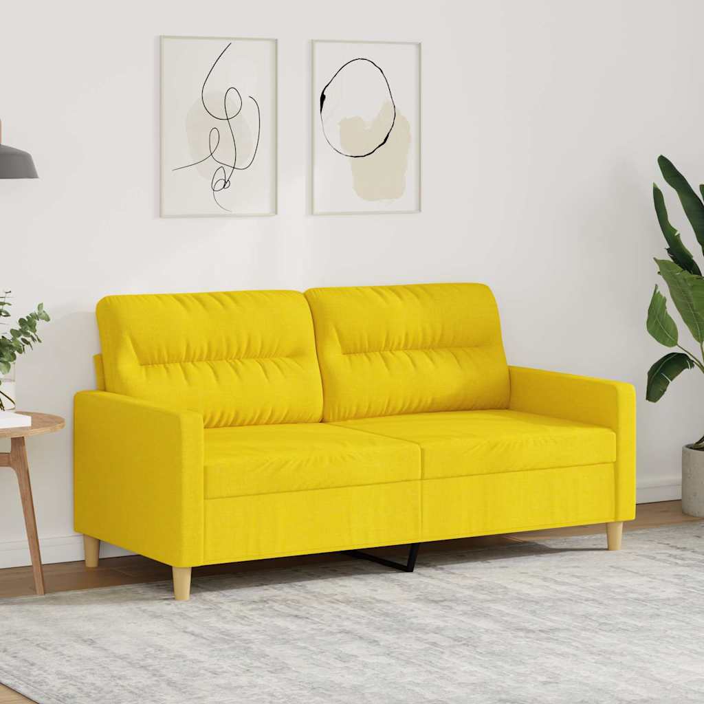 Divano a 2 Posti Giallo Chiaro 140 cm in Tessuto