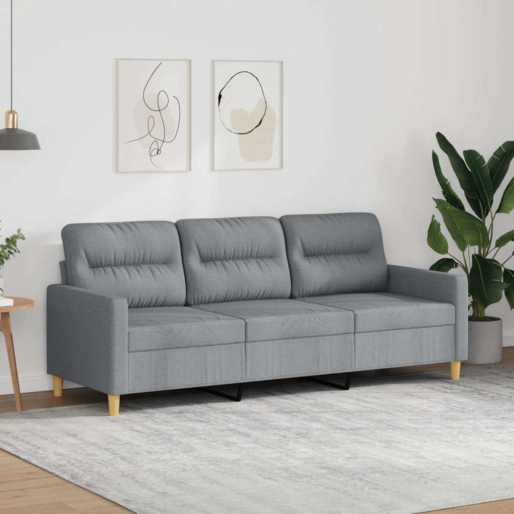 Divano a 3 Posti Grigio Chiaro 180 cm in Tessuto