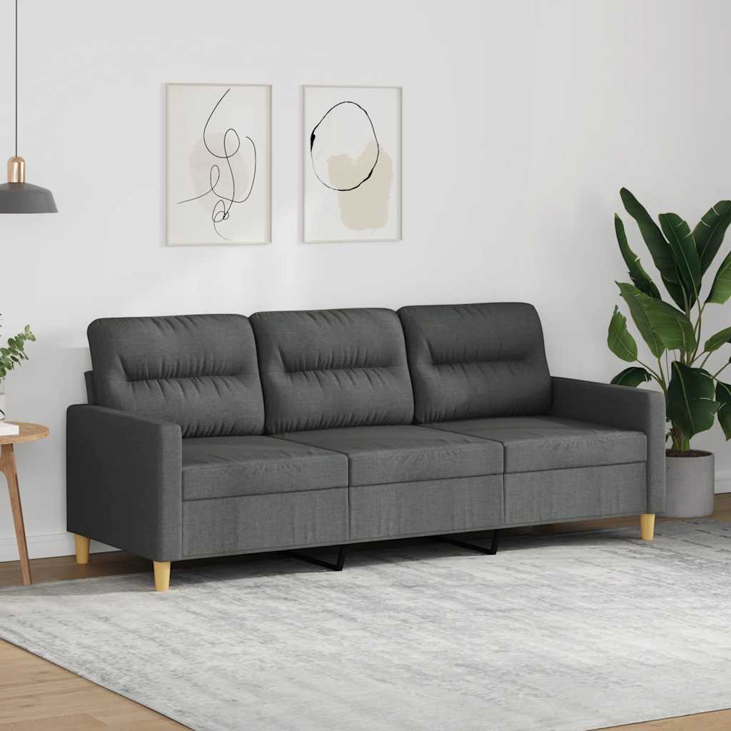 Divano a 3 Posti Grigio Chiaro 180 cm in Tessuto