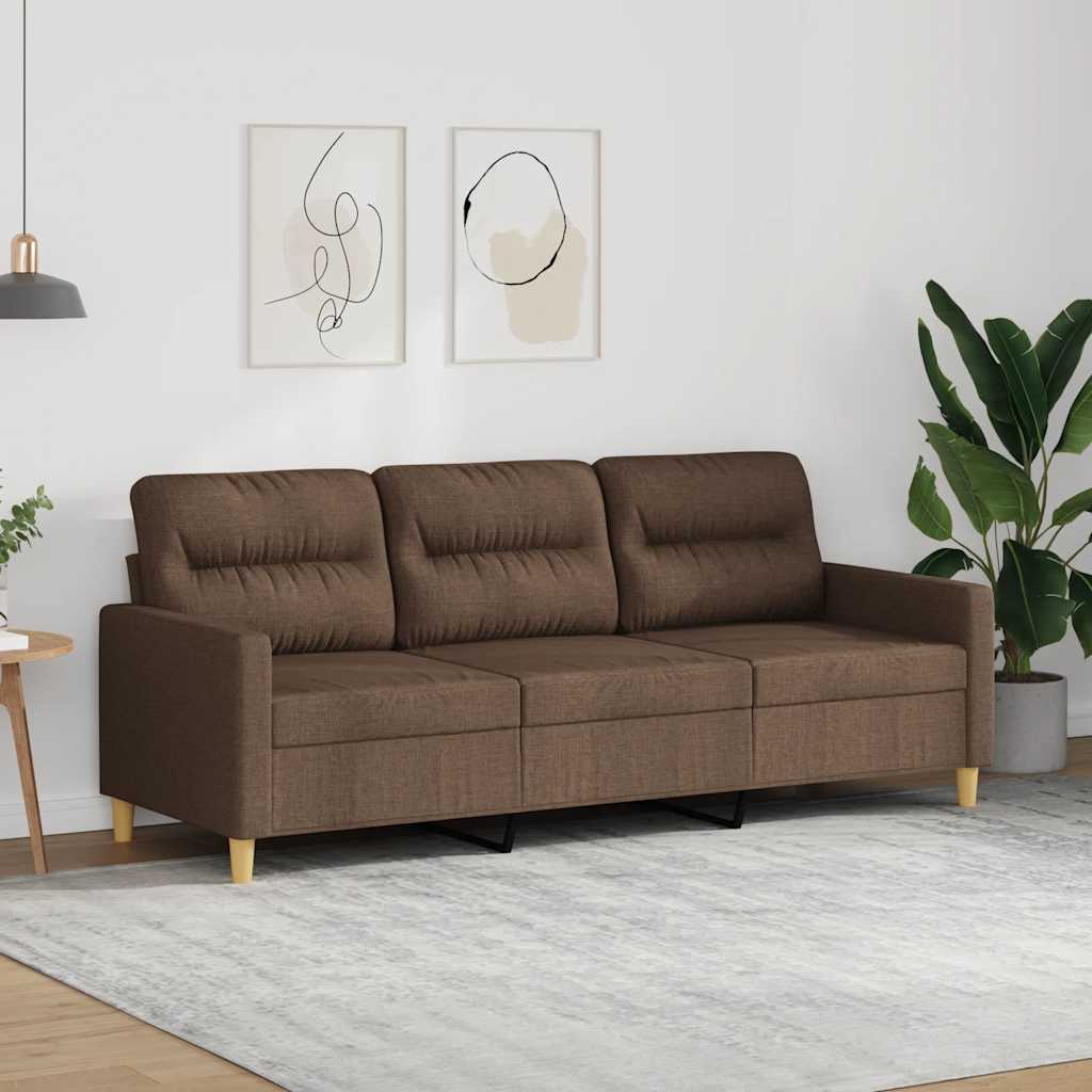 Divano a 3 Posti Marrone 180 cm in Tessuto