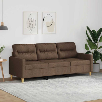 Divano a 3 Posti Marrone 180 cm in Tessuto
