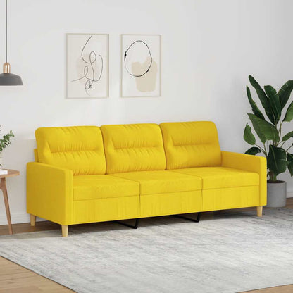 Divano a 3 Posti Giallo Chiaro 180 cm in Tessuto