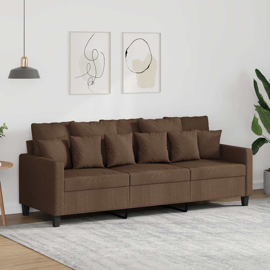 Divano a 3 Posti Marrone 180 cm in Tessuto
