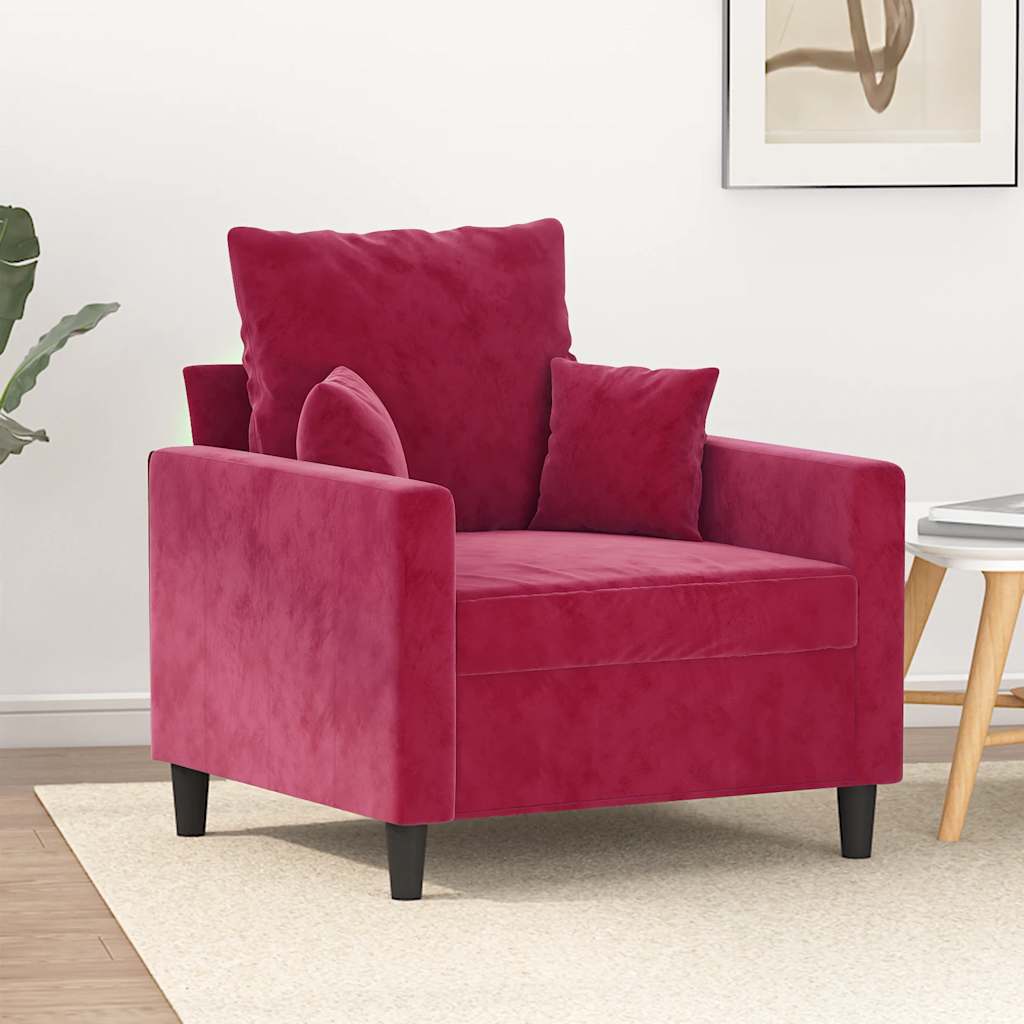 Poltrona Rosso Vino 60 cm Velluto