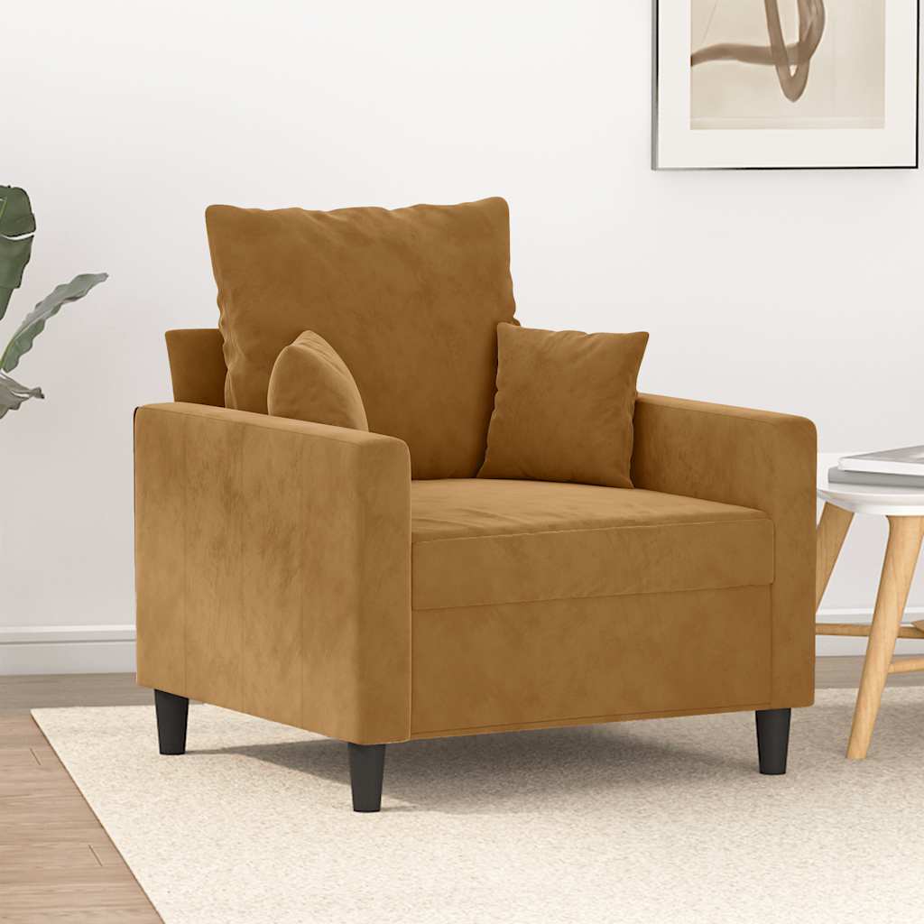Poltrona Marrone 60 cm Velluto