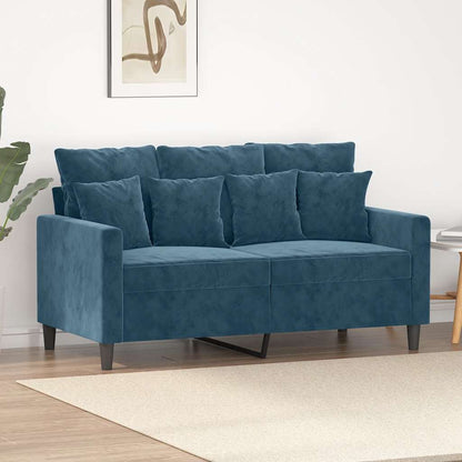 Divano a 2 Posti Blu 120 cm in Velluto