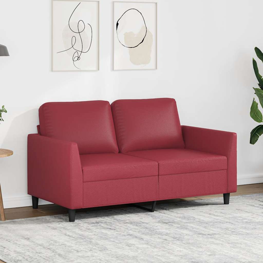 Divano a 2 Posti Rosso Vino 120 cm in Similpelle