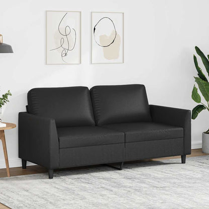 Divano a 2 Posti Nero 140 cm in Similpelle