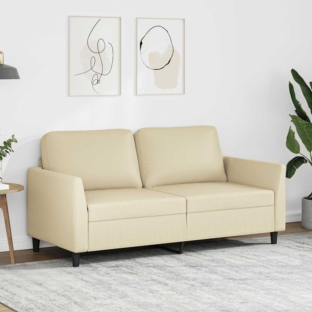Divano a 2 Posti Crema 140 cm in Similpelle