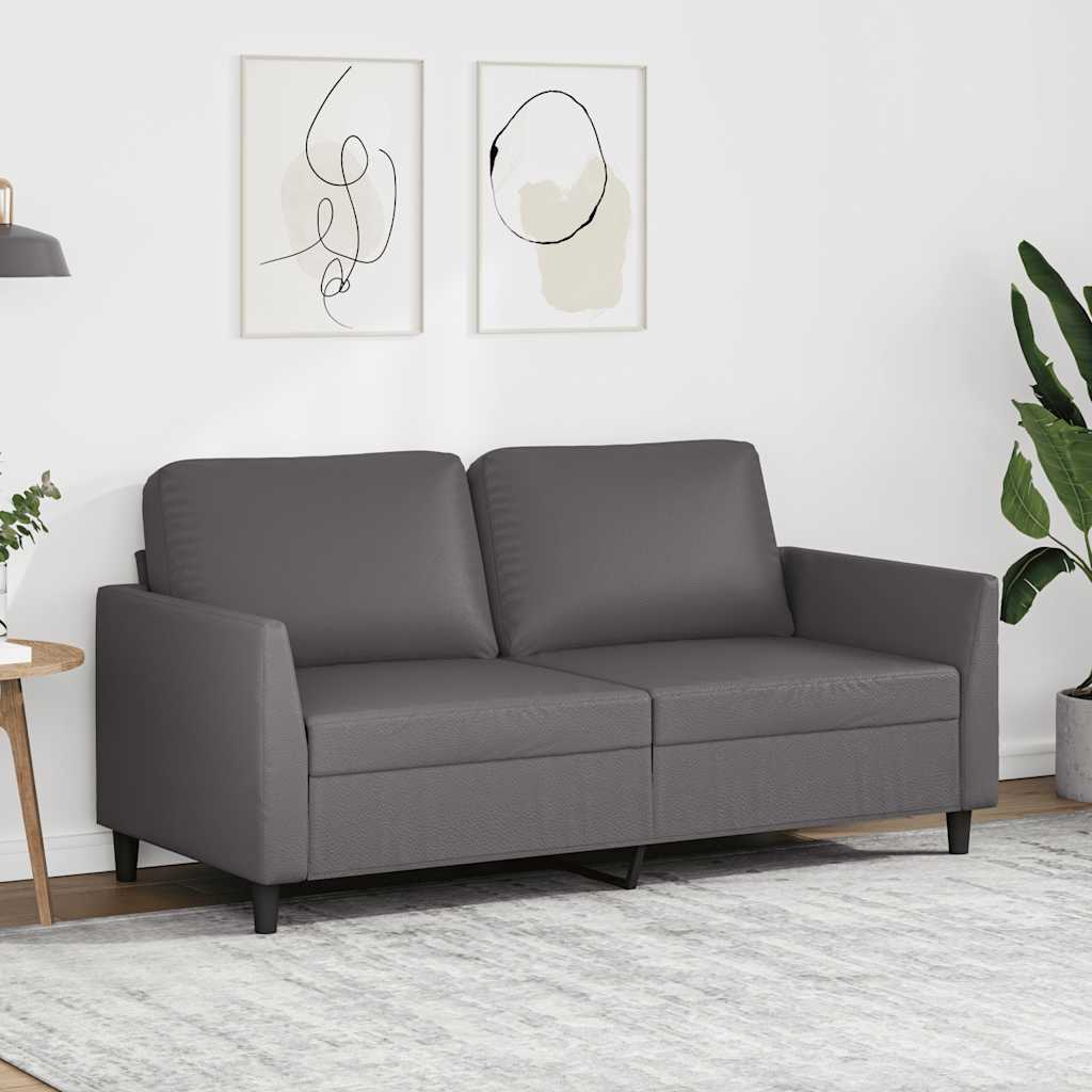 Divano a 2 Posti Grigio 140 cm in Similpelle