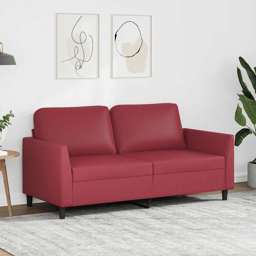 Divano a 2 Posti Rosso Vino 140 cm in Similpelle
