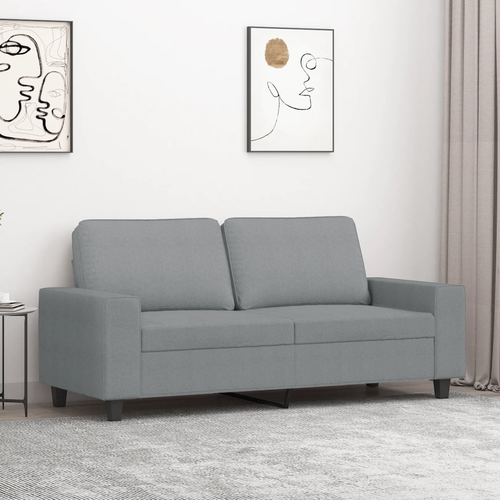 Divano a 2 Posti Grigio Chiaro 140 cm in Tessuto