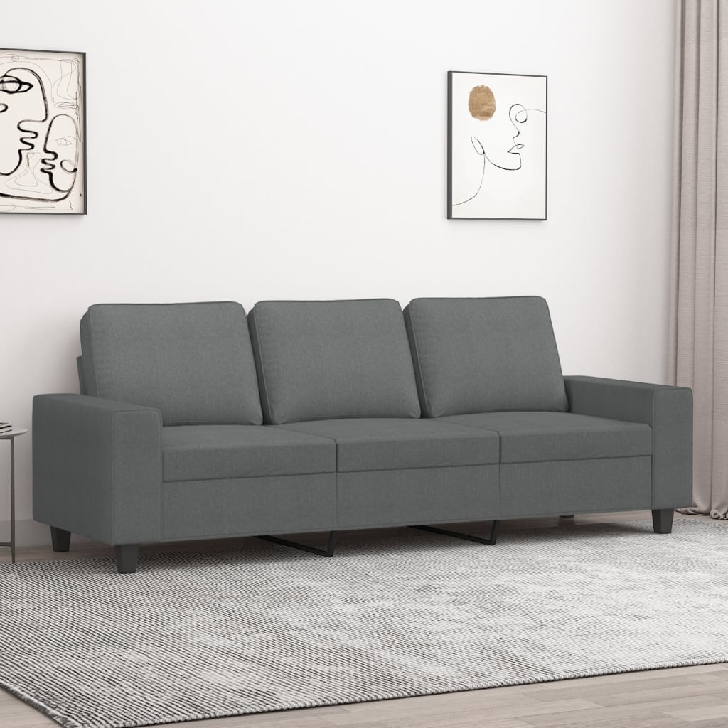 Divano a 3 Posti Grigio Chiaro 180 cm in Tessuto