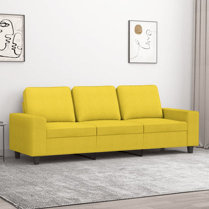 Divano a 3 Posti Giallo Chiaro 180 cm in Tessuto
