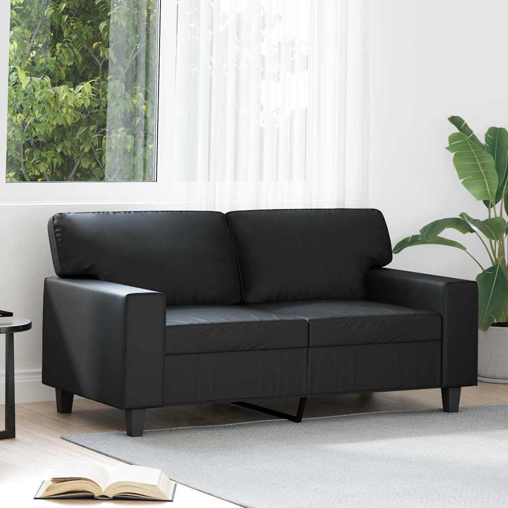 Divano a 2 Posti Nero 120 cm in Similpelle