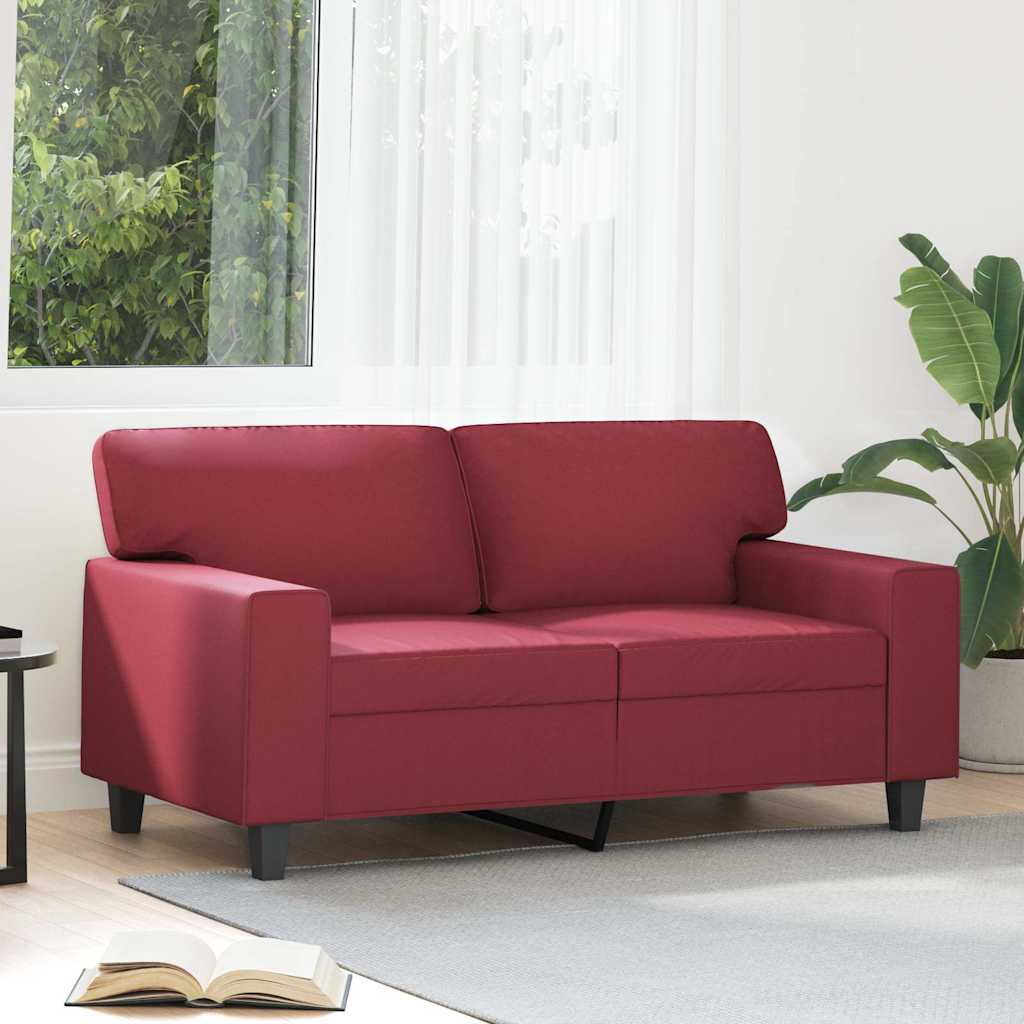 Divano a 2 Posti Rosso Vino 120 cm in Similpelle