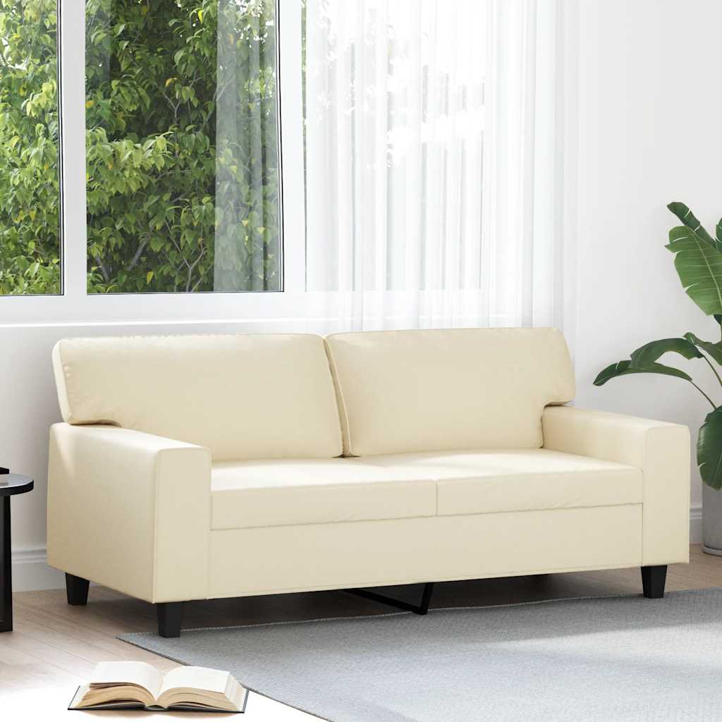Divano a 2 Posti Crema 140 cm in Similpelle
