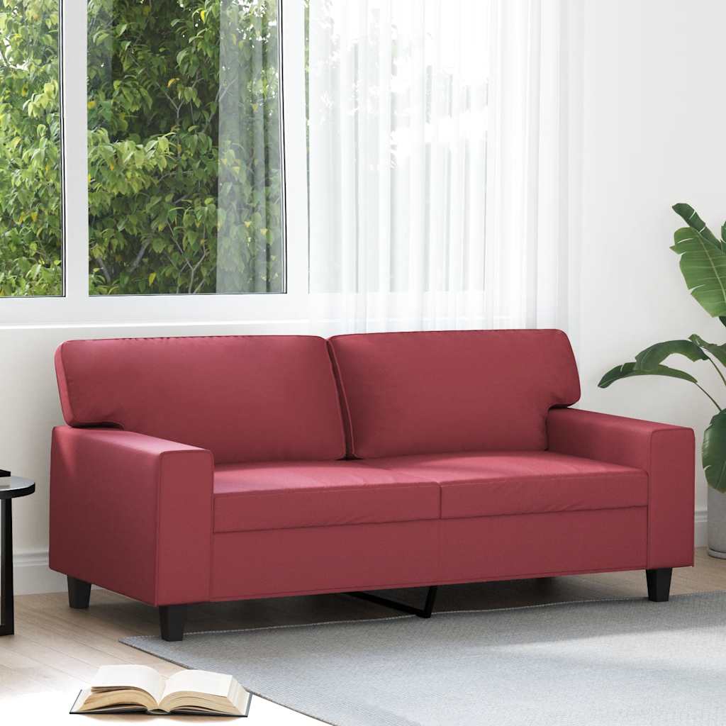 Divano a 2 Posti Rosso Vino 140 cm in Similpelle