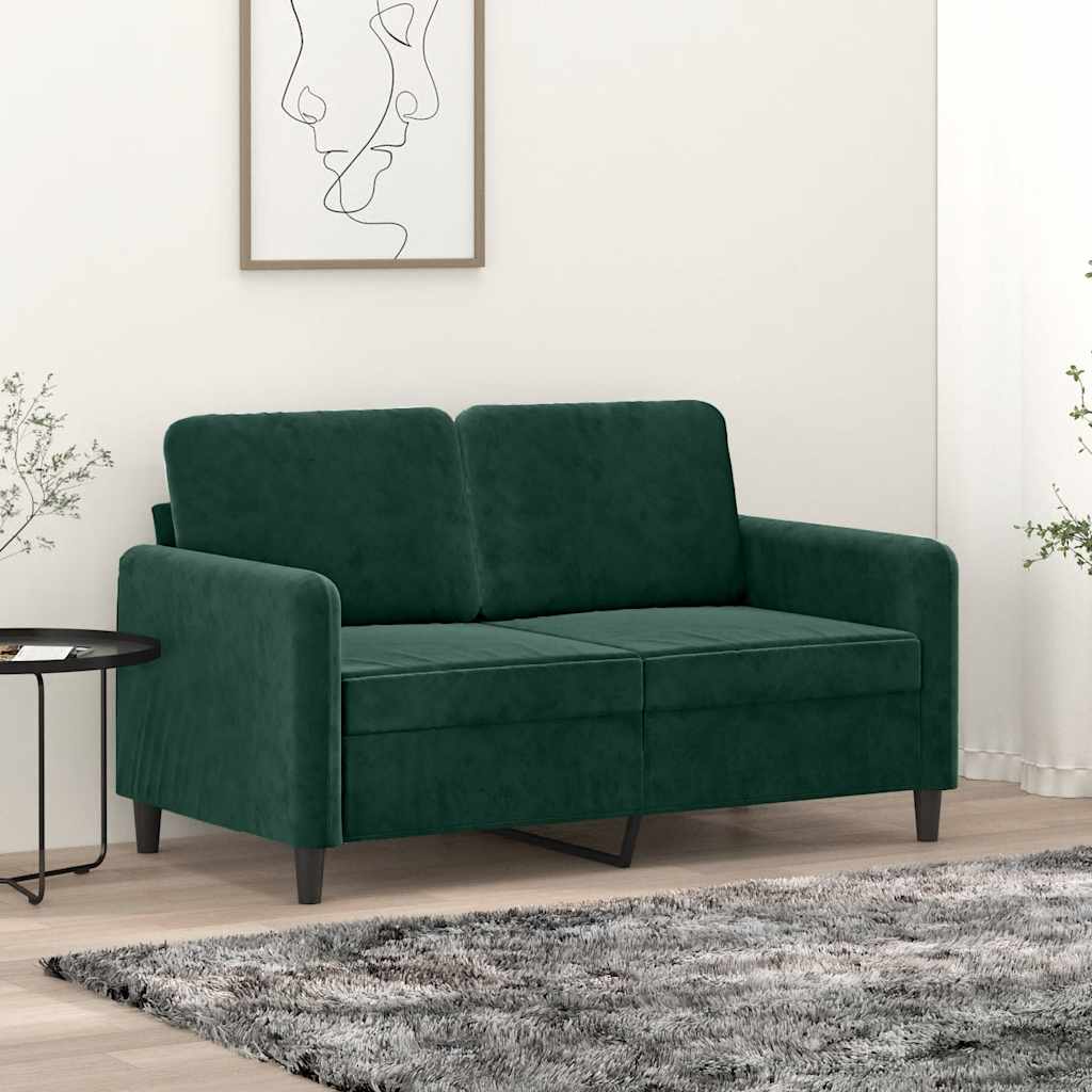 Divano a 2 Posti Verde Scuro 120 cm in Velluto