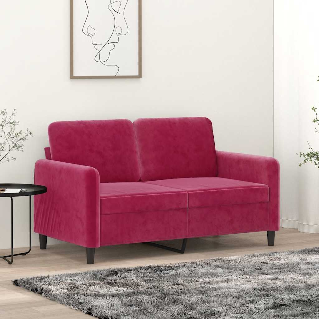 Divano a 2 Posti Rosso Vino 120 cm in Velluto