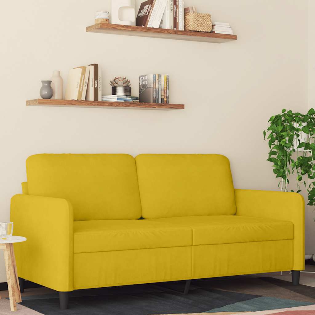 Divano a 2 Posti giallo 140 cm in Velluto