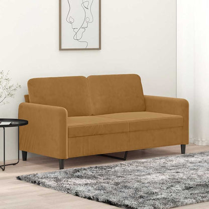 Divano a 2 Posti Marrone 140 cm in Velluto