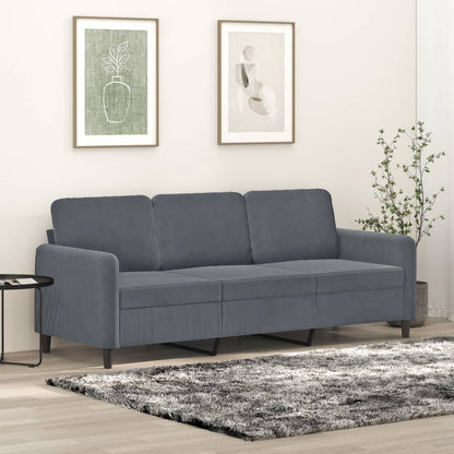Divano a 3 Posti Grigio Scuro 180 cm in Velluto