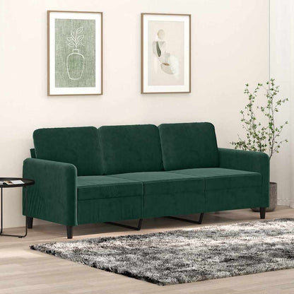 Divano a 3 Posti Verde Scuro 180 cm in Velluto