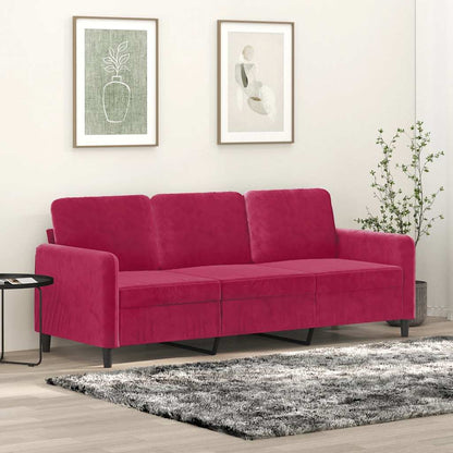Divano a 3 Posti Rosso Vino 180 cm in Velluto