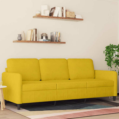 Divano a 3 Posti Giallo 180 cm in Velluto