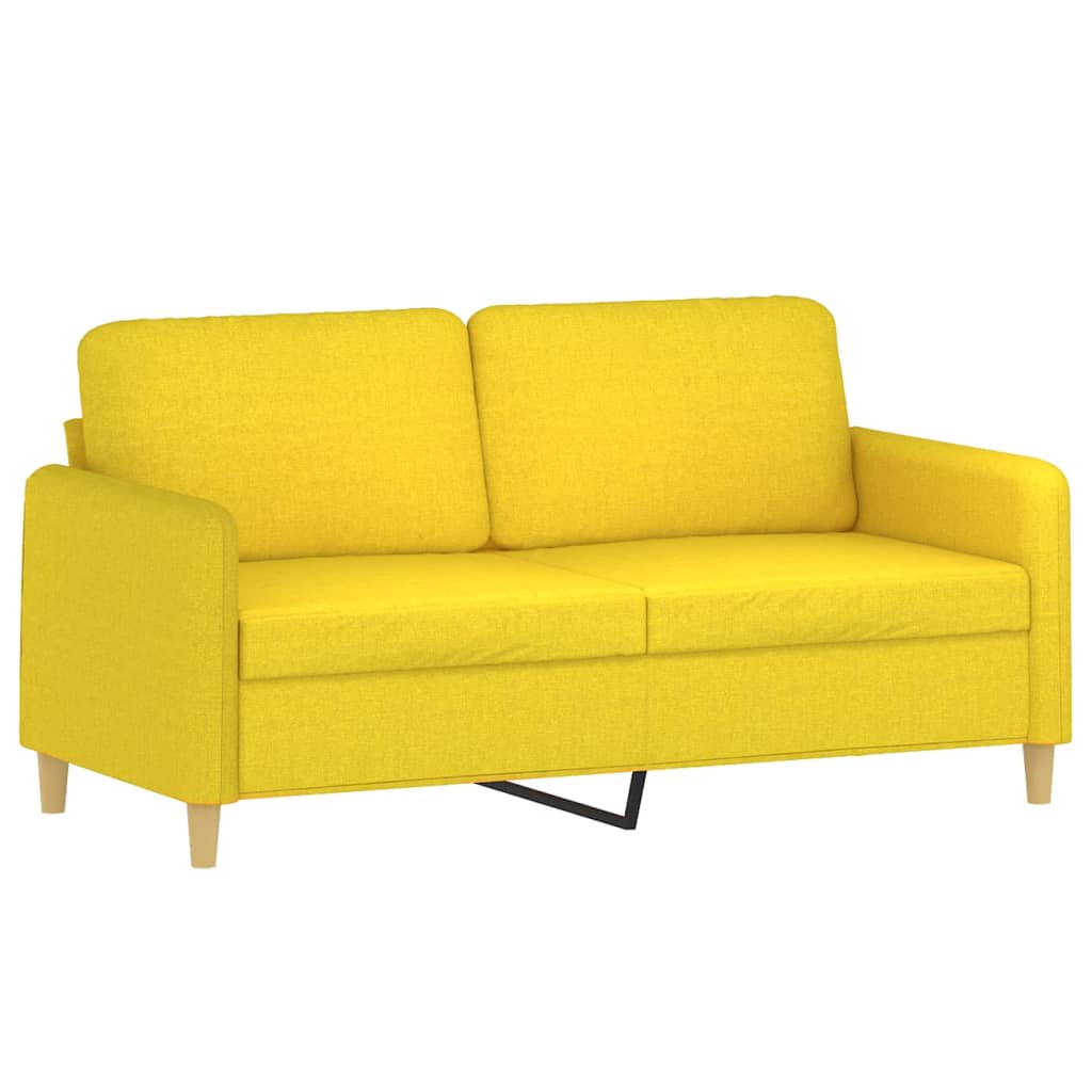Divano a 2 Posti Giallo Chiaro 140 cm in Tessuto