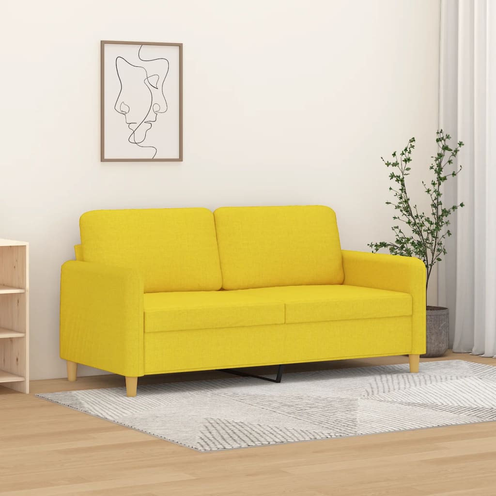Divano a 2 Posti Giallo Chiaro 140 cm in Tessuto