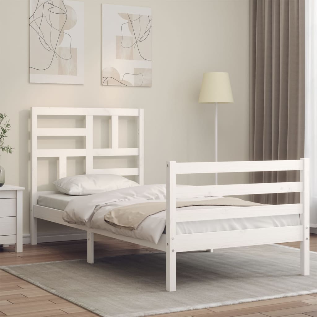 Giroletto con Testiera Bianco 100x200 cm in Legno Massello