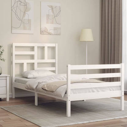 Giroletto con Testiera Bianco 100x200 cm in Legno Massello