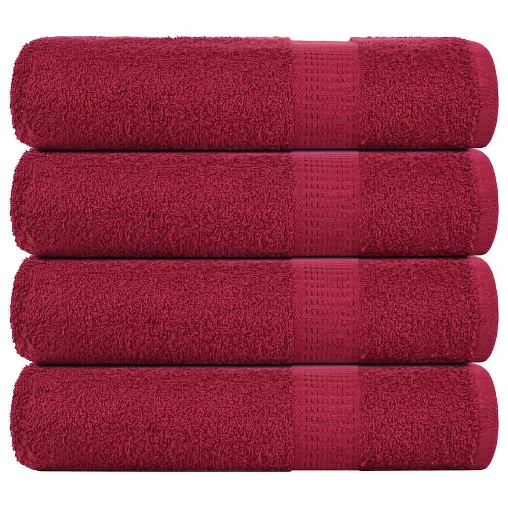 Asciugamani Doccia 4 pz Bordeaux 70x140 cm 360 g/mÂ² 100% Cotone