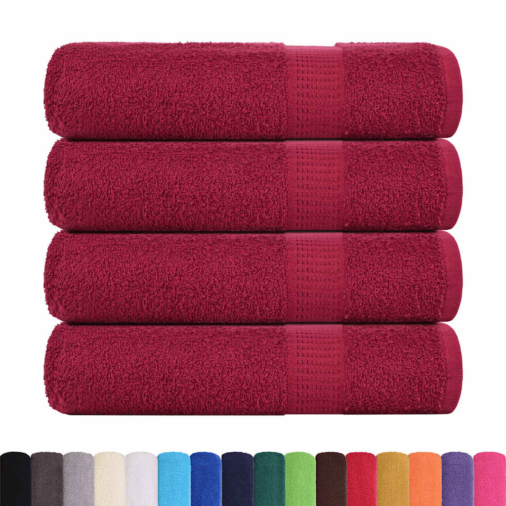 Asciugamani da Bagno 4pz Bordeaux 100x150cm 360g/mÂ² 100% Cotone