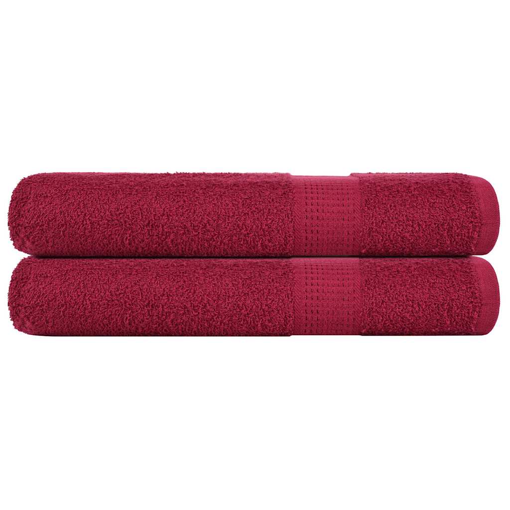 Asciugamani per Sauna 2 pz Bordeaux 80x200 cm 100% Cotone