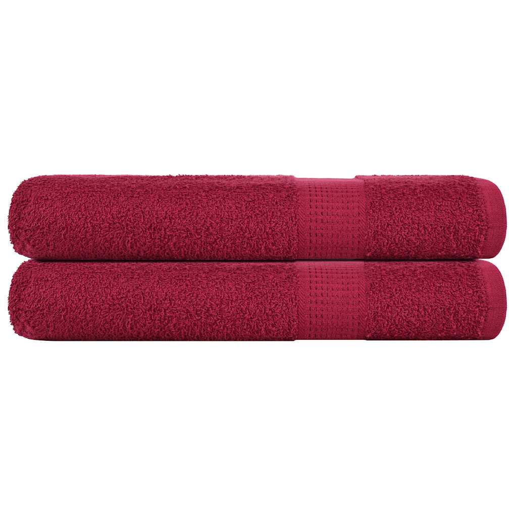Asciugamani 2 pz Bordeaux 100x200 cm 360 g/mÂ² 100% Cotone
