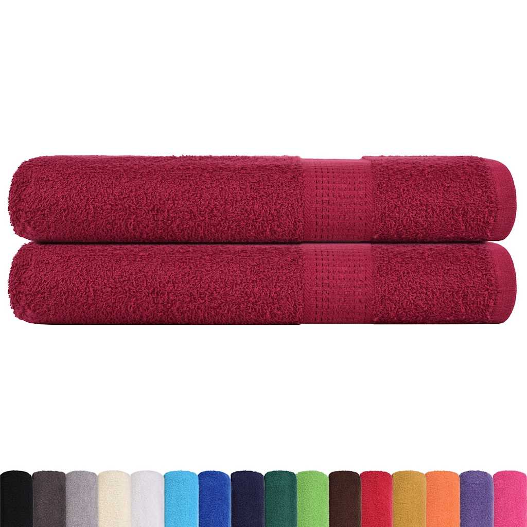 Asciugamani 2 pz Bordeaux 100x200 cm 360 g/mÂ² 100% Cotone
