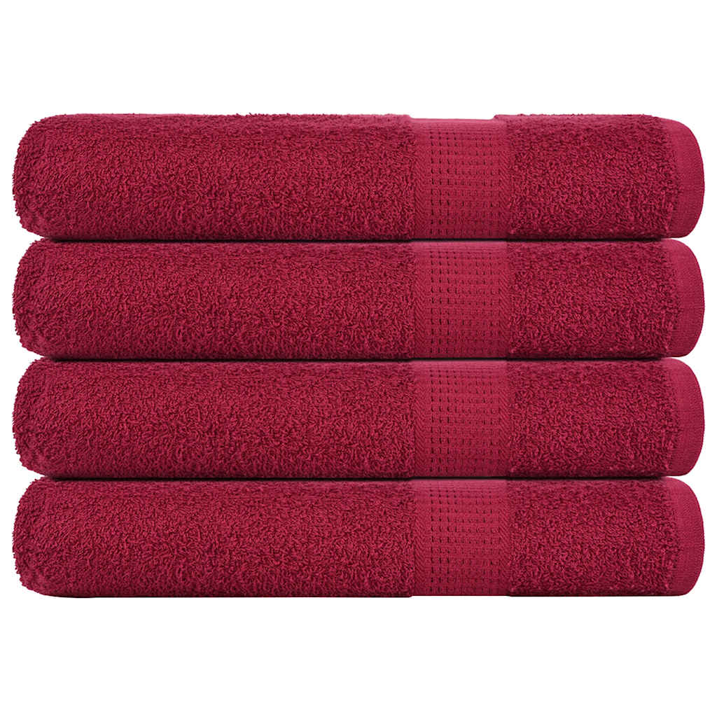 Asciugamani 4 pz Bordeaux 100x200 cm 360 g/mÂ² 100% Cotone