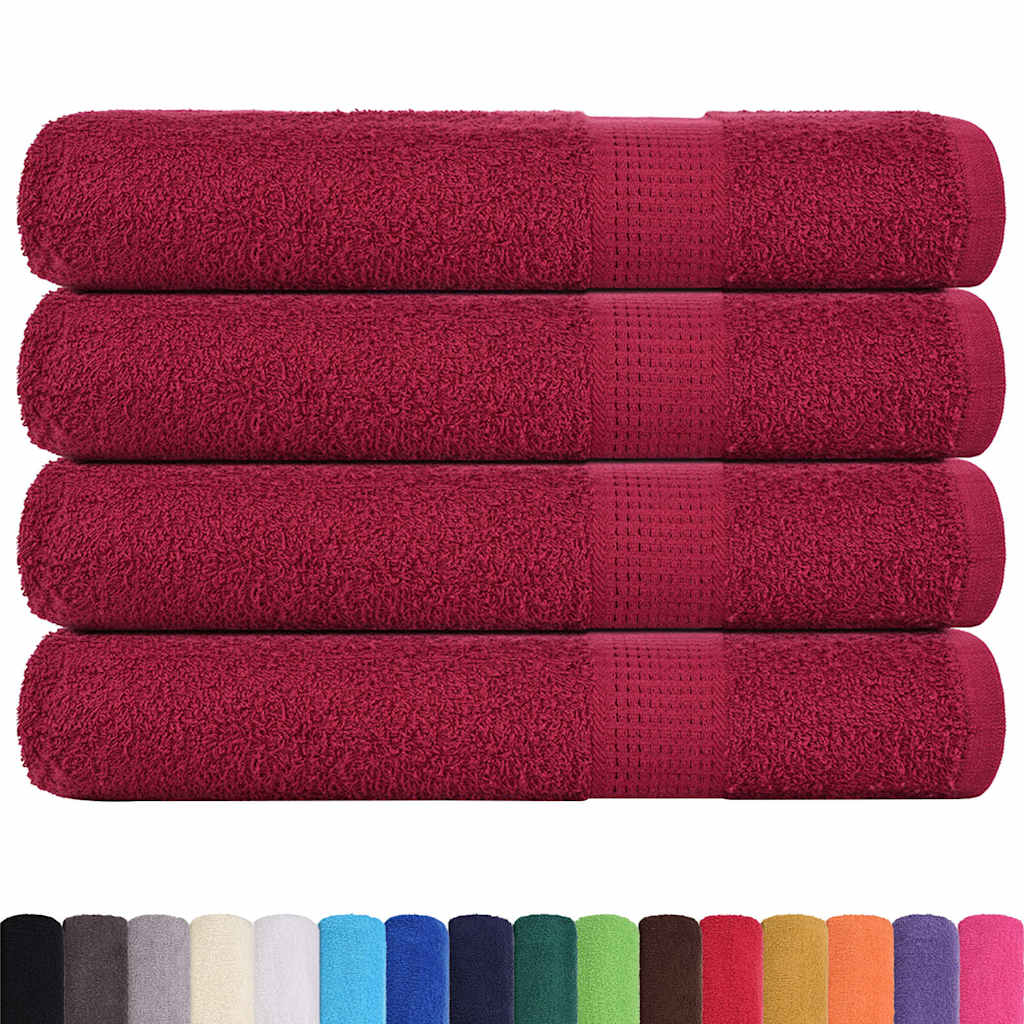 Asciugamani 4 pz Bordeaux 100x200 cm 360 g/mÂ² 100% Cotone