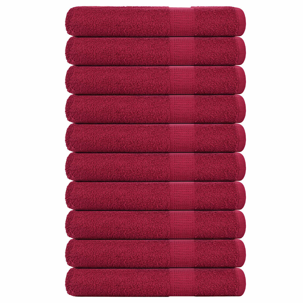 Asciugamani 10 pz Bordeaux 100x200 cm 360 g/mÂ² 100% Cotone