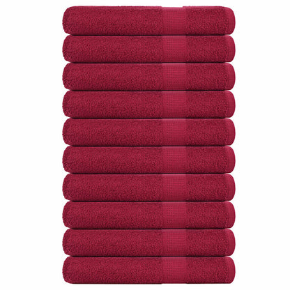 Asciugamani 10 pz Bordeaux 100x200 cm 360 g/mÂ² 100% Cotone