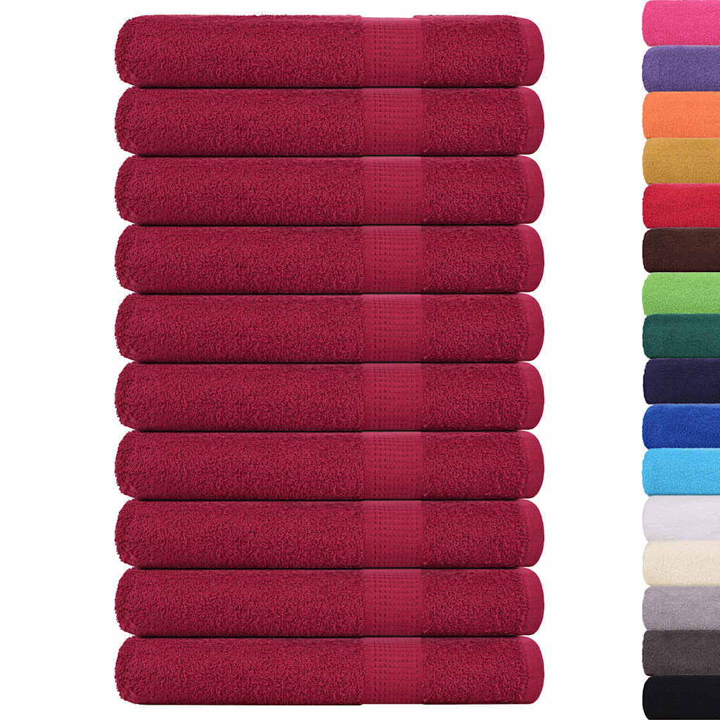 Asciugamani 10 pz Bordeaux 100x200 cm 360 g/mÂ² 100% Cotone