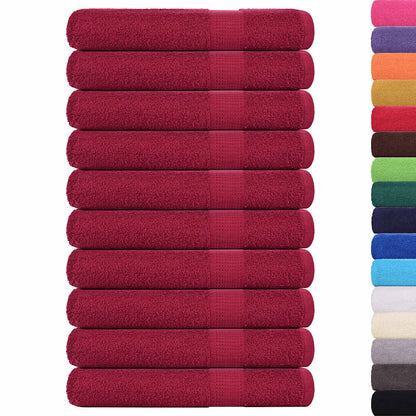 Asciugamani 10 pz Bordeaux 100x200 cm 360 g/mÂ² 100% Cotone