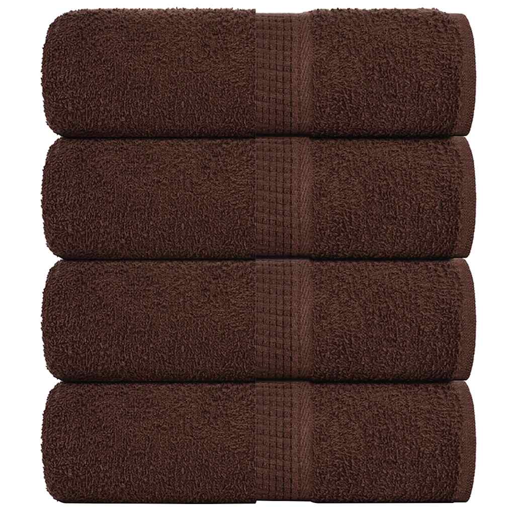 Asciugamani Ospiti 4 pz Marrone 30x50 cm 360 g/mÂ² 100% Cotone