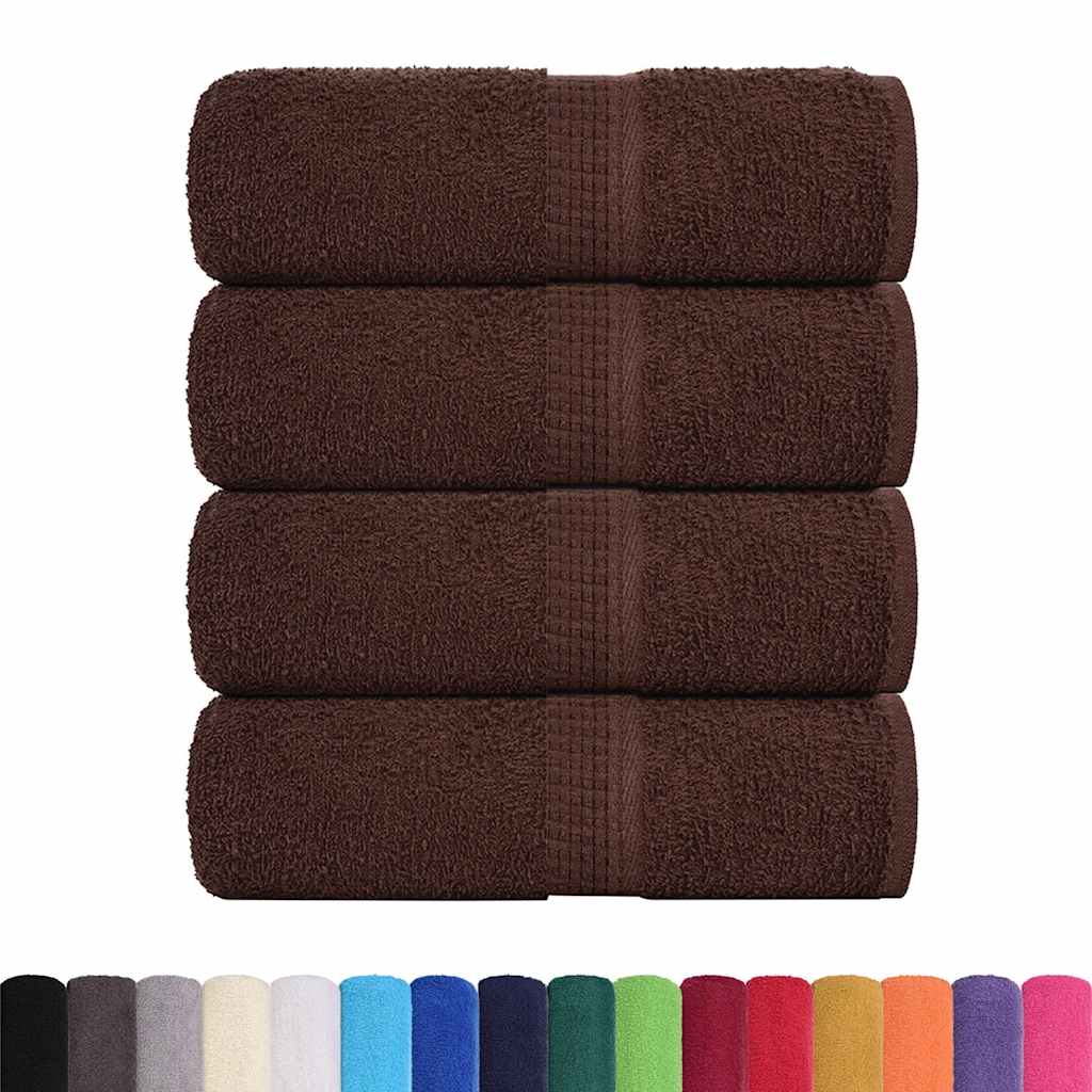 Asciugamani Ospiti 4 pz Marrone 30x50 cm 360 g/mÂ² 100% Cotone