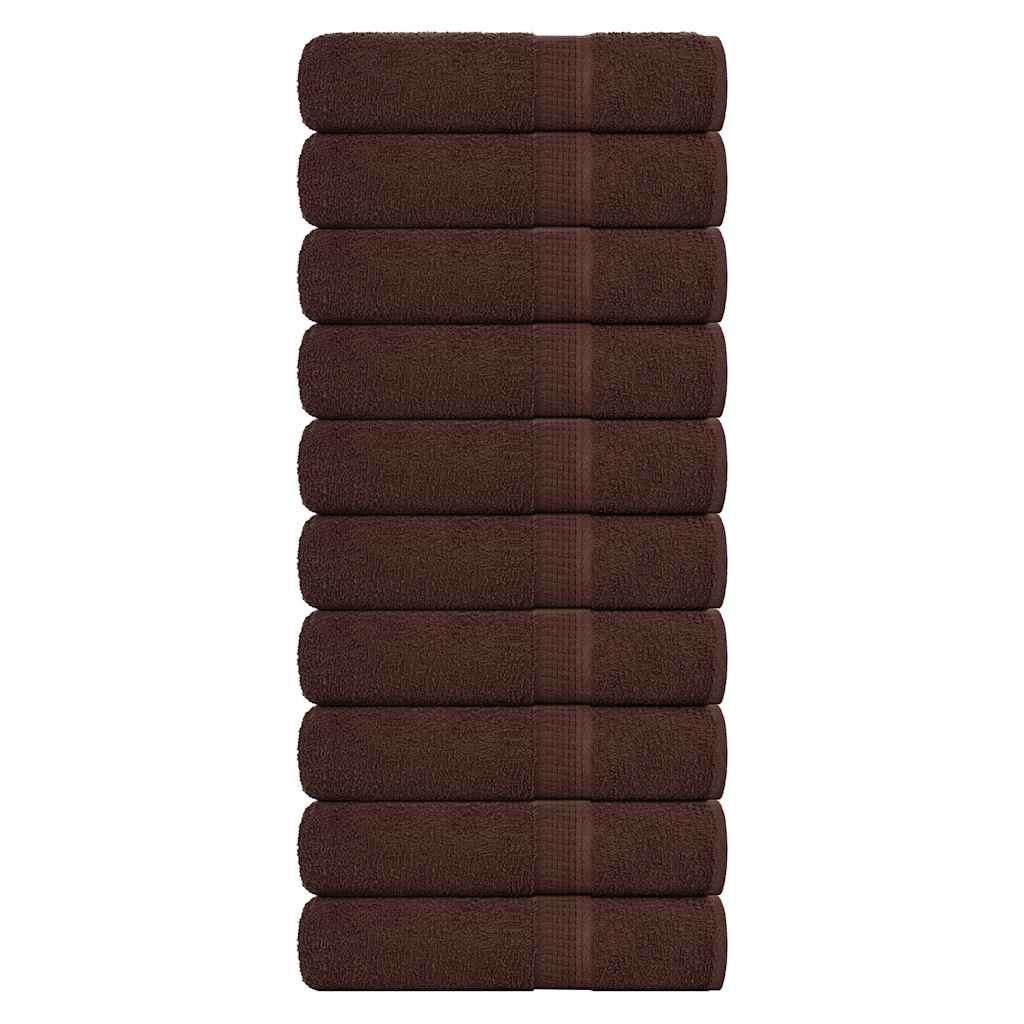 Asciugamani 10 pz Marrone 50x100 cm 360 g/mÃ‚Â² 100% Cotone