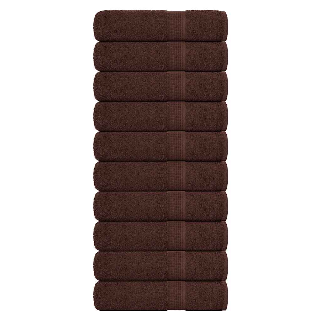 Asciugamani da Bagno 10pz Marrone 100x150cm 360g/mÃ‚Â² 100% Cotone